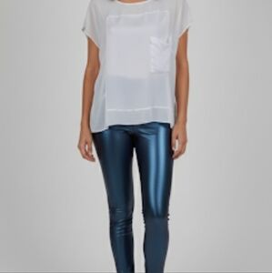 Spanx Faux Leather Liquid Leggings Black High Rise Women's Size Medium Mobwife